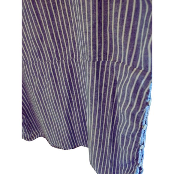 ZARA trf Collection Relaxed Linen/Cotton Blend Striped Blue White Tunic Shirt - Picture 10 of 14